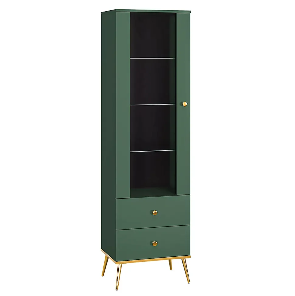 Vitrine 1 porte 2 tiroirs Thalia Vert