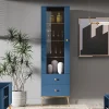 Vitrine 1 porte 2 tiroirs Thalia Bleu