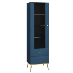 Vitrine 1 porte 2 tiroirs Thalia Bleu