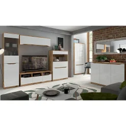 Vitrine 1 porte June Blanc et Bois