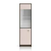 Vitrine 1 porte Kaius Cachemire et Bois fonce