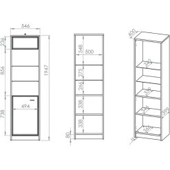 Vitrine 1 porte Kaius Cachemire et Bois fonce