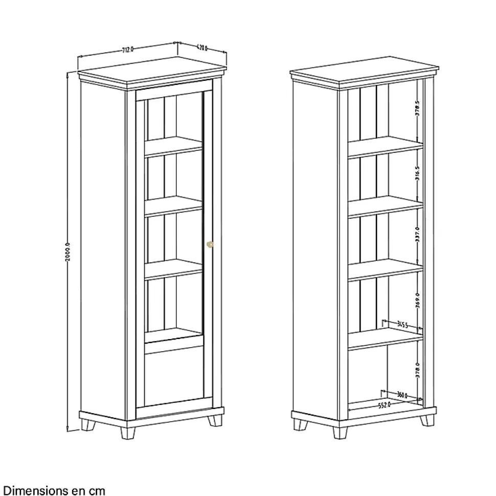 Vitrine 1 porte ouverture gauche Martin Vert et Bois