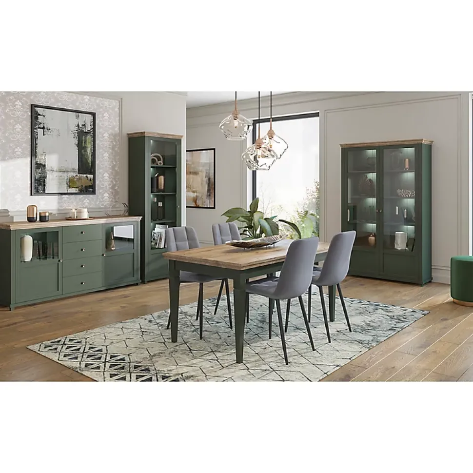 Vitrine 1 porte ouverture gauche Martin Vert et Bois