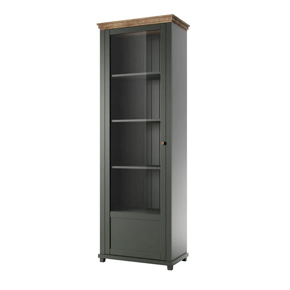 Vitrine 1 porte ouverture gauche Martin Vert et Bois