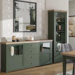 Vitrine 1 porte ouverture gauche Martin Vert et Bois