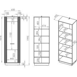 Vitrine 1 porte Solal Bois et Noir