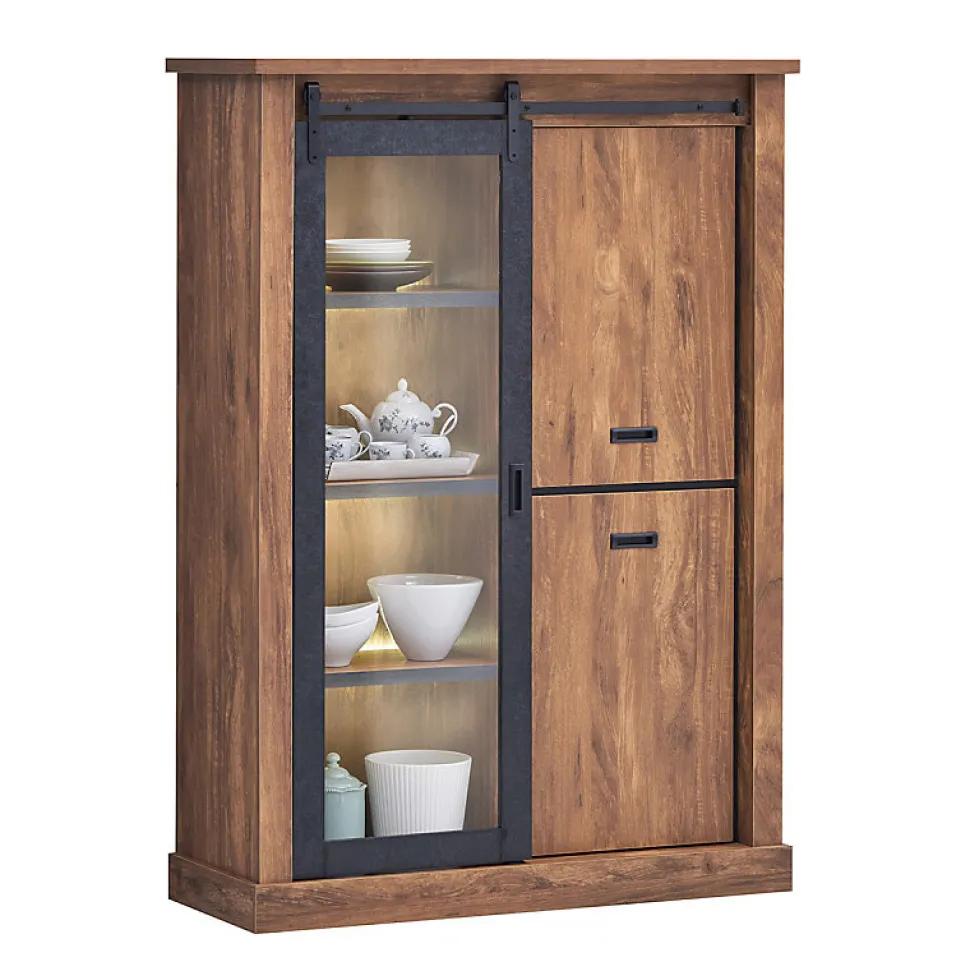 Vitrine 1 porte vitrée coulissante LED Elo