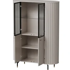 Vitrine 4 portes 112 cm greige avec façades rainurées ZANTE