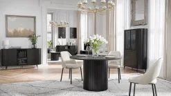 Vitrine 4 portes 112 cm noir avec façades rainurées ZANTE