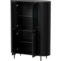 Vitrine 4 portes 112 cm noir avec façades rainurées ZANTE