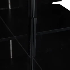 Vitrine 4 Portes - Lamelles Réglables - LED Contrôlable par App - USB 5V-2A - Panneau de Particules - 160x40x160 cm - Noir
