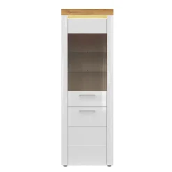 Vitrine 2 portes avec LED Nara Blanc et Bois