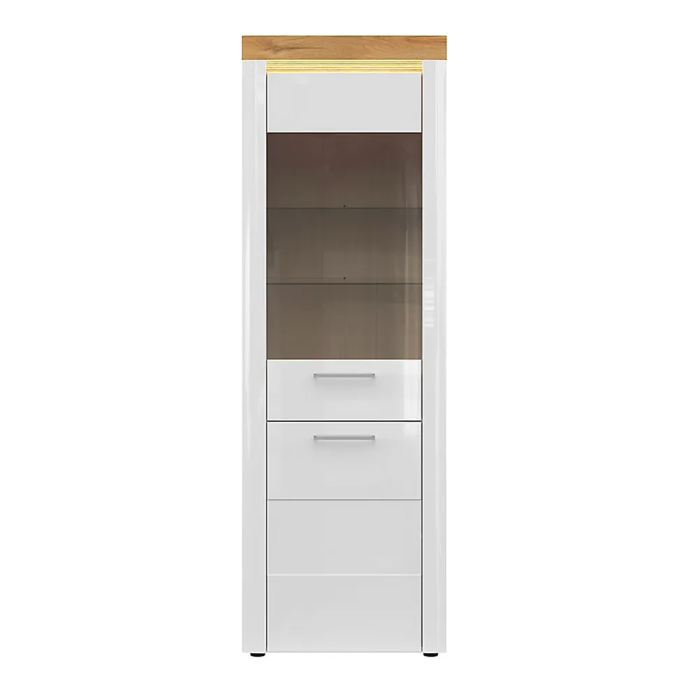Vitrine 2 portes avec LED Nara Blanc et Bois