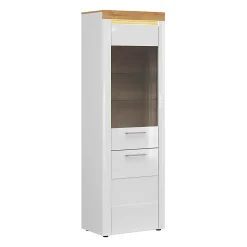 Vitrine 2 portes avec LED Nara Blanc et Bois