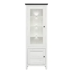 Vitrine 2 portes avec LED Duck Blanc et Bois fonce