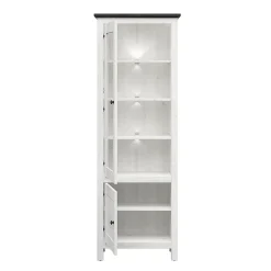 Vitrine 2 portes avec LED Duck Blanc et Bois fonce