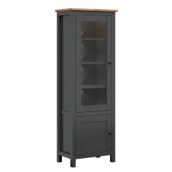 Vitrine 2 portes avec LED Duck Gris anthracite et Bois