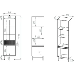 Vitrine 2 portes Connie Cachemire et Bois
