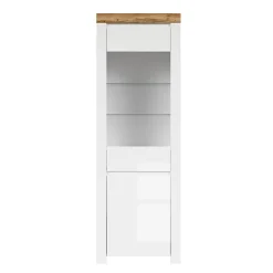 Vitrine 2 portes Hella Blanc et Bois