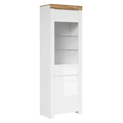 Vitrine 2 portes Hella Blanc et Bois