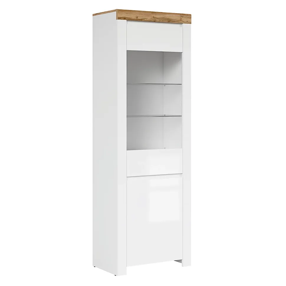 Vitrine 2 portes Hella Blanc et Bois