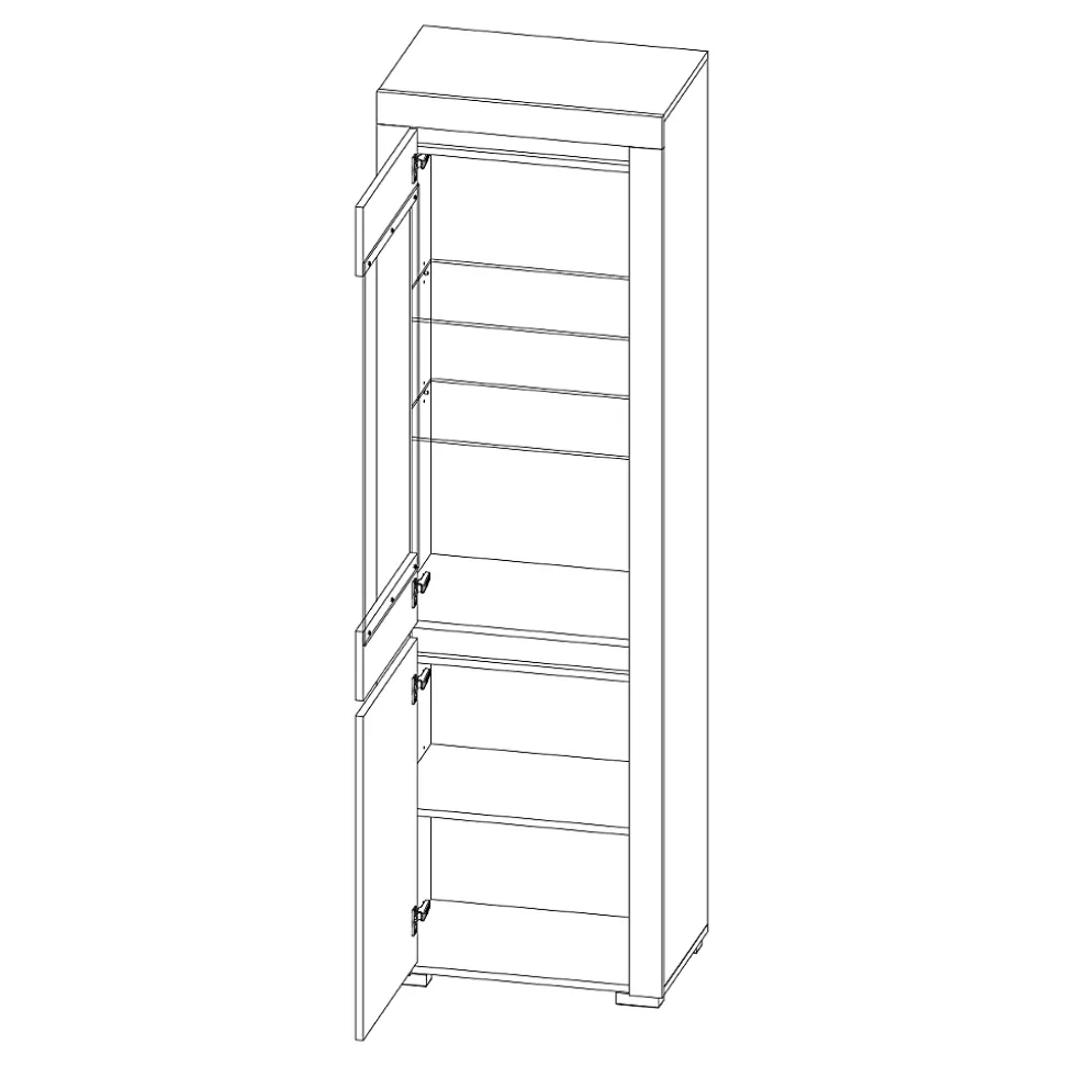 Vitrine 2 portes LED inclus Kasla Bois et Anthracite