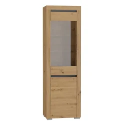 Vitrine 2 portes LED inclus Kasla Bois et Anthracite