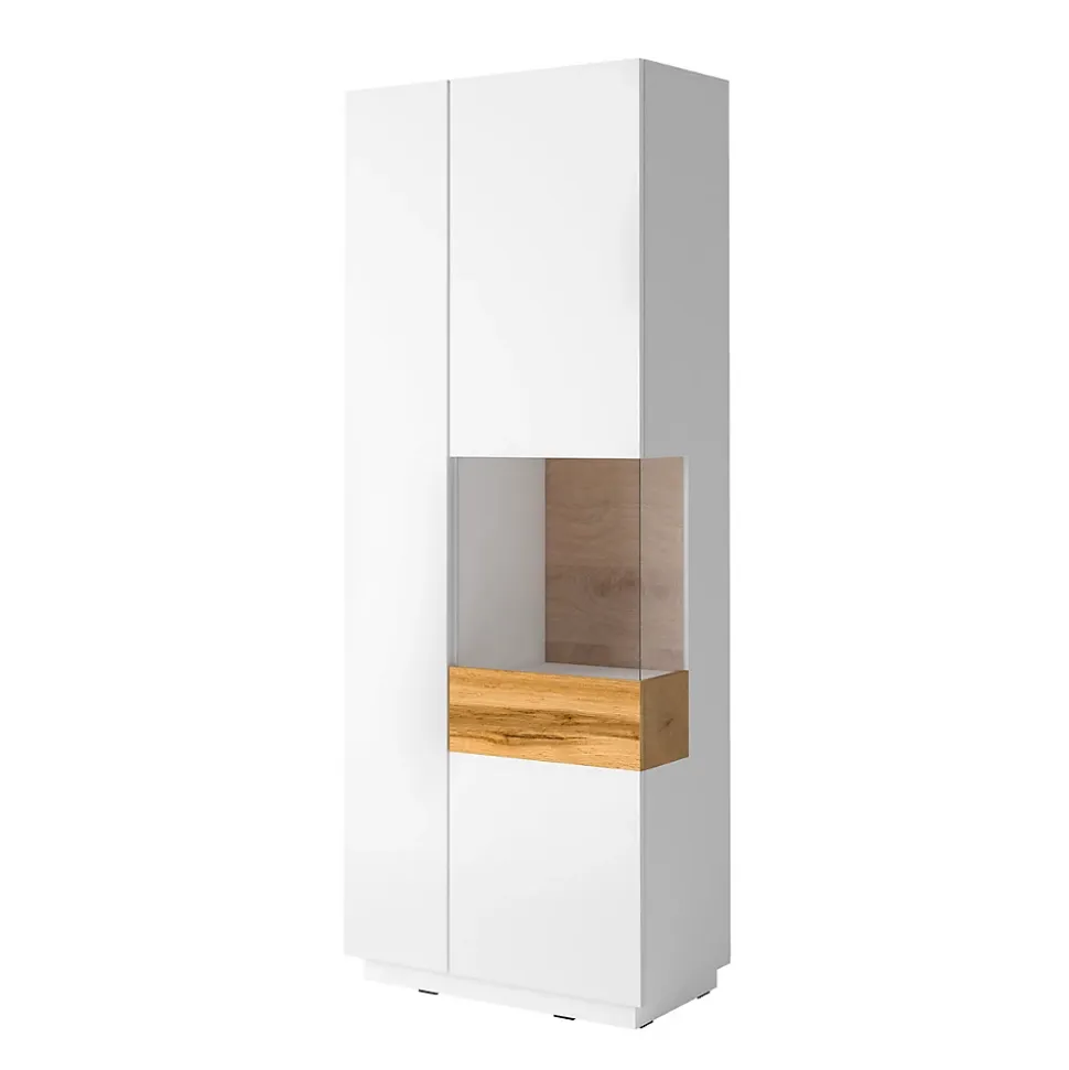 Vitrine 2 portes ouverture droite Andrea Blanc et Bois