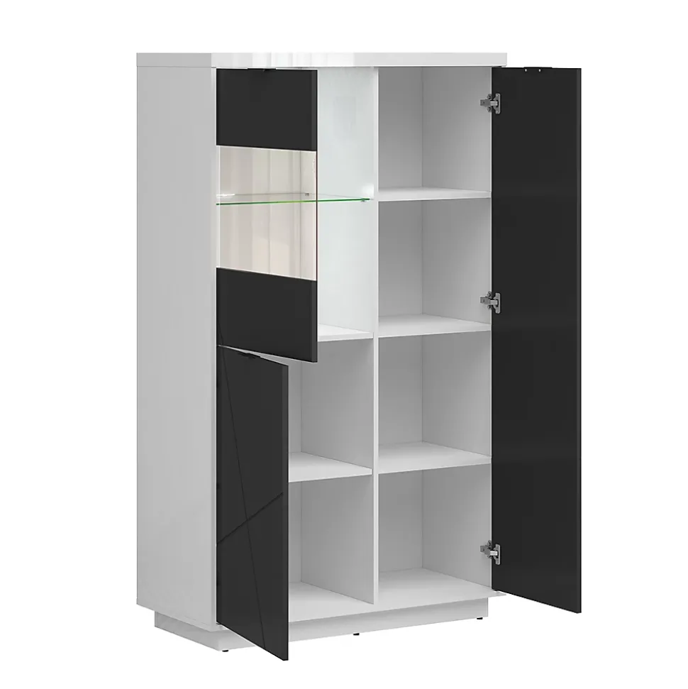 Vitrine 3 portes Sven Noir et Blanc