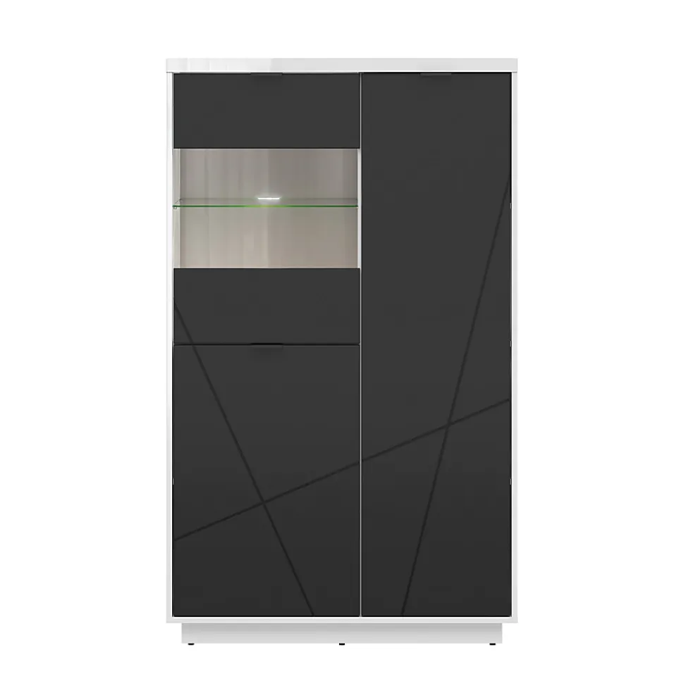 Vitrine 3 portes Sven Noir et Blanc