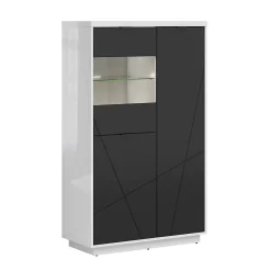 Vitrine 3 portes Sven Noir et Blanc