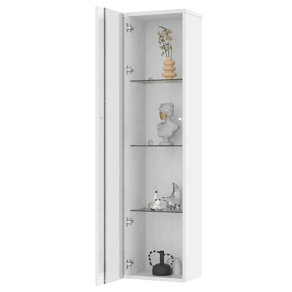 Vitrine - Vitrine de Collection - LED à Changement de - Télécommande/App - PB et Verre - 40 x 29 x 170 cm - Blanc