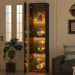 Vitrine - Vitrine de Collection - LED à Changement de - PB et Verre - 40 x 29 x 170 cm - Noir