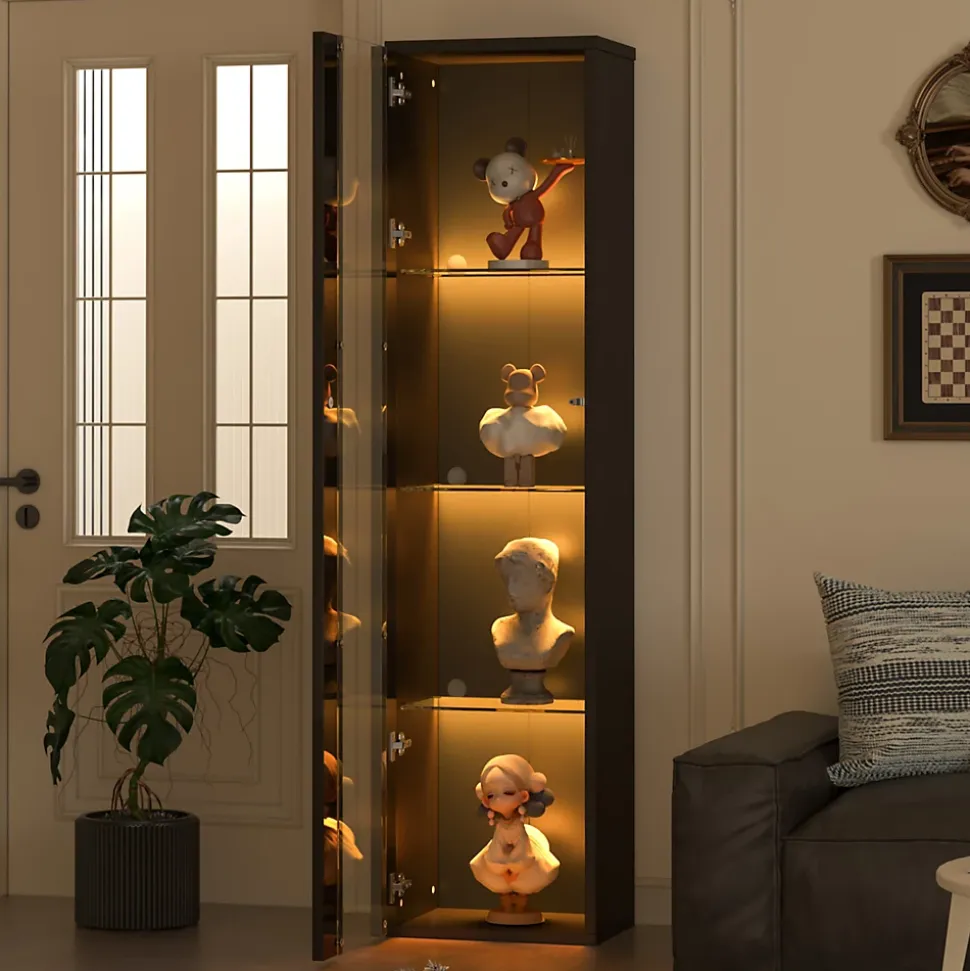 Vitrine - Vitrine de Collection - LED à Changement de - PB et Verre - 40 x 29 x 170 cm - Noir
