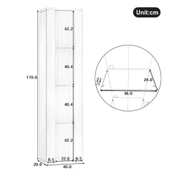 Vitrine - Vitrine de Collection - LED à Changement de - PB et Verre - 40 x 29 x 170 cm - Noir