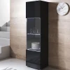 Vitrine armoire LED contemporaine - Noir brillant - Mélamine - 1 porte - 4 compartiments - 40x29x167 cm