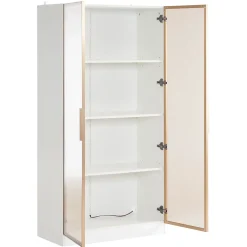 Vitrine, Armoire Vitrine avec 2 Portes Vitrées et Étagères Réglables, 80x40x160 cm, Blanc