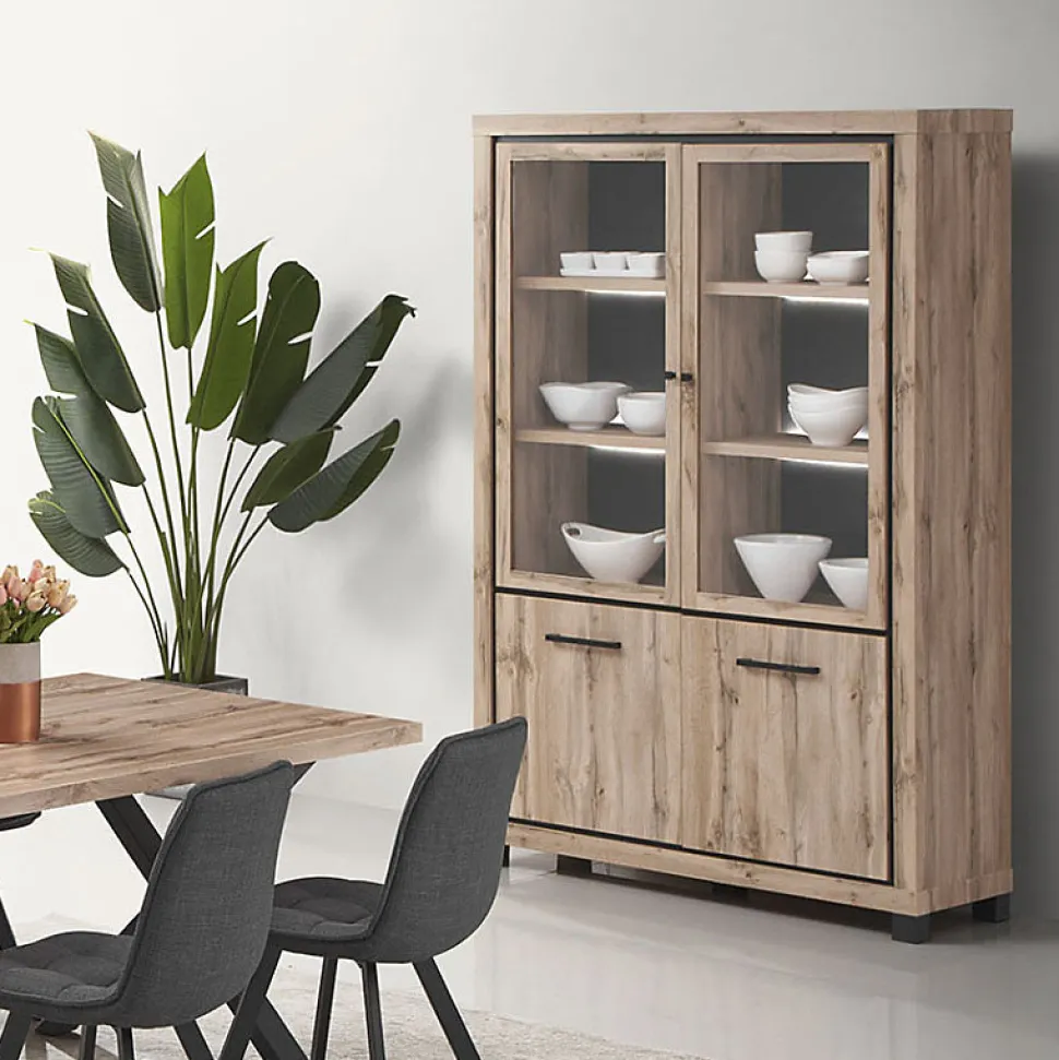 Vitrine avec éclairage 2+2 portes Elégance