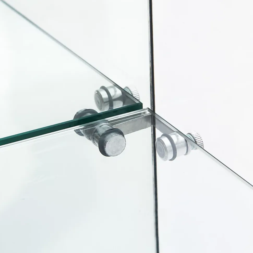Vitrine bar en verre trempé avec porte double, 4 étagères éclairage LED, Meuble de rangement et d'exposition moderne blanc