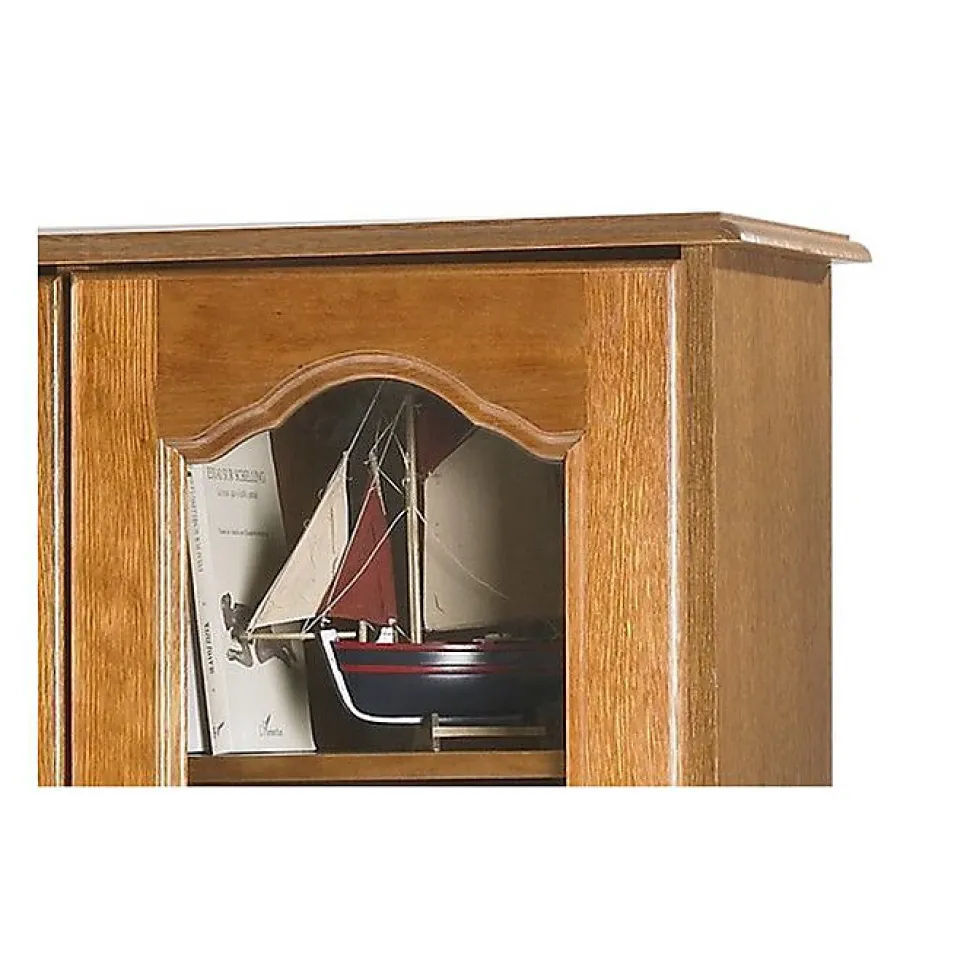 Vitrine Bibliothèque Chêne 4 Portes Vitrées 18 Niches L 158.8 H 182.2 P 33 cm - L 158.8 x l 33 x H 182.2 cm