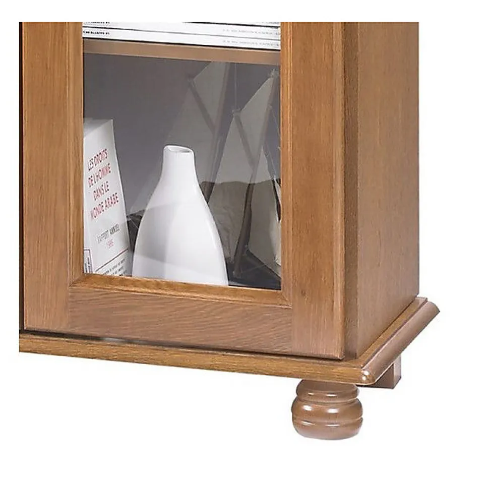 Vitrine Bibliothèque Chêne 4 Portes Vitrées 18 Niches L 158.8 H 182.2 P 33 cm - L 158.8 x l 33 x H 182.2 cm