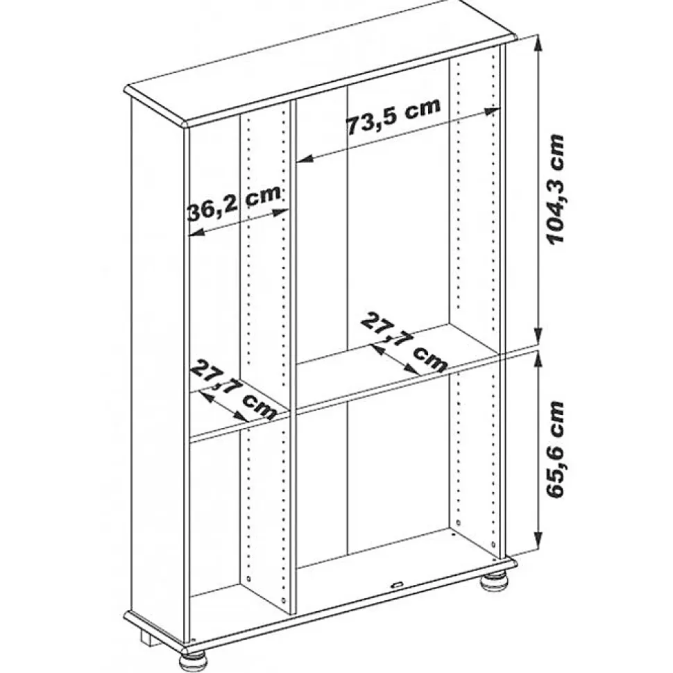 Vitrine Bibliothèque Chêne 3 Portes Vitrées 12 Niches L 120.6 H 182.2 P 33 cm - L 120.6 x l 33 x H 182.2 cm