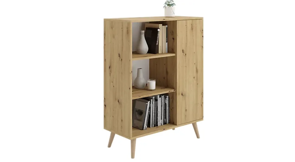 Vitrine bibliothèque Fondi pieds en bois Chêne artisanal