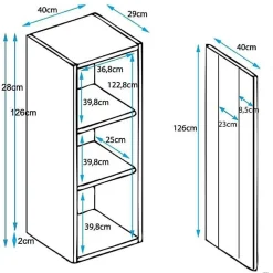 Vitrine contemporaine 1 porte LED - Noir/Blanc - Mélamine - 40x29x128 cm