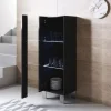 Vitrine contemporaine 1 porte noir mélamine LED - 40x29x126 cm