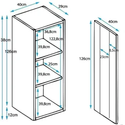 Vitrine contemporaine 1 porte noir mélamine LED - 40x29x126 cm