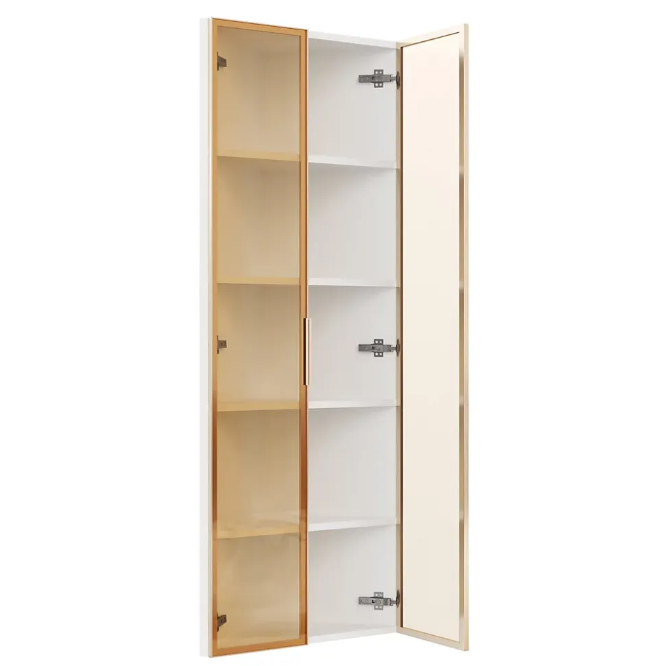 Vitrine d'angle 62x35x160 cm - Avec éclairage LED - 2 portes en verre trempé - Design d'angle - MDF+verre - Blanc