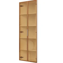 Vitrine d'angle 62x35x160 cm - Avec éclairage LED - 2 portes en verre trempé - Design d'angle - MDF+verre - Blanc