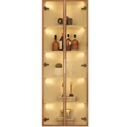 Vitrine d'angle 62x35x160 cm - Avec éclairage LED - 2 portes en verre trempé - Design d'angle - MDF+verre - Blanc